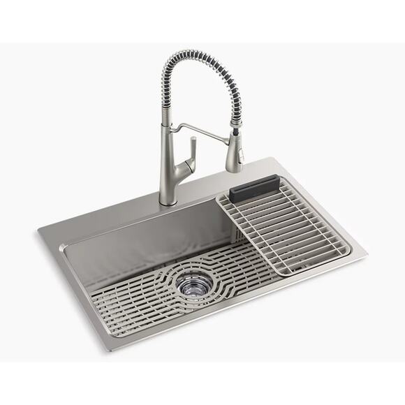 Kohler Pro-Function Kitchen Sink Kit Vibrant Stainless Pull Faucet 78960-1PC-NA - Picture 1 of 12